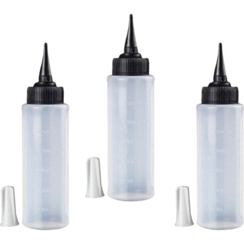 3Pc 150ml Empty Plastic Salon Hair Color Measuring Tinting Applicator Bottle