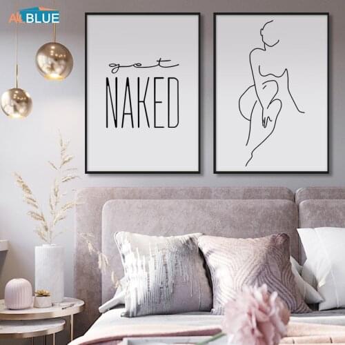Nordic Canvas Posters Get Naked Quote Wall Art Prints Paintings Women Body Line Scandinavian Modern Abstract Decorative Pictures