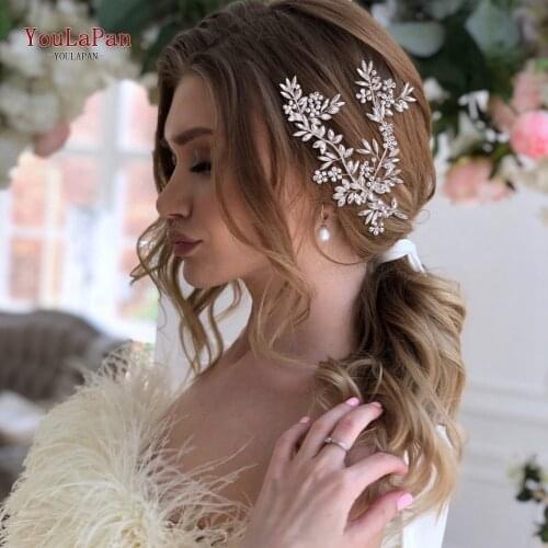 YouLaPan HP271 Wedding Barrette Wedding Hair Accessories Bridal Hairpins Luxury Silver Hair Band Wedding Hair Clips for Women