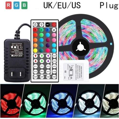 LED Strip RGB Led Light Tape SMD 3528 DC5V LED Light 5m Diode Ribbon Flexible 44-key Infrared Controller Remote Lamp 60 LED / M