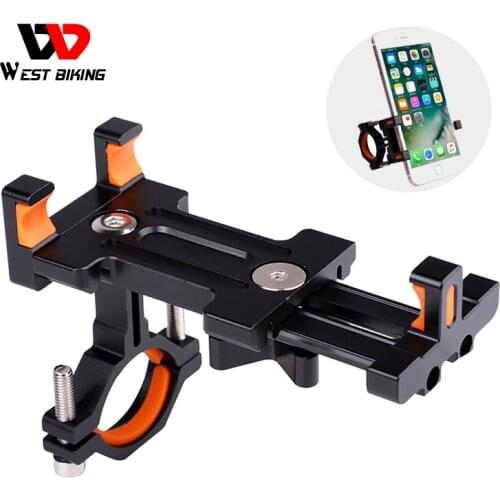 WEST BIKING Anti-Slip Bike Phone Holder Universal 4-6.5 inch Phone Mount Mountain Bike Cycling Handlebar Clip Cellphone Bracket