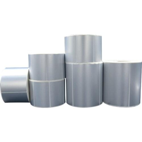Waterproof PET Adhesive Labels Matte Silver Sticker Thermal Transfer Blank Stickers Business Barcode Label 70x30mm 1000Pcs/Roll