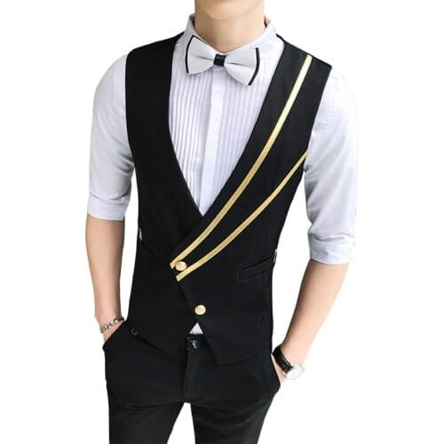 High-end hairdresser barber shop nightclub bar KTV club staff uniforms Korean version of the tide mens self-cultivation vest