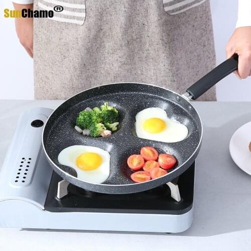 Egg Four-hole Love Breakfast Omelette Pan No Oily Smoke Breakfast Baking Pan Non-stick Pan Fried Egg Pan Mini Egg Dumpling Mold