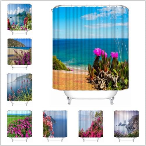 Musife Custom Flower Sea Shower Curtain Waterproof Polyester Fabric Bathroom With Hooks DIY Home Decor