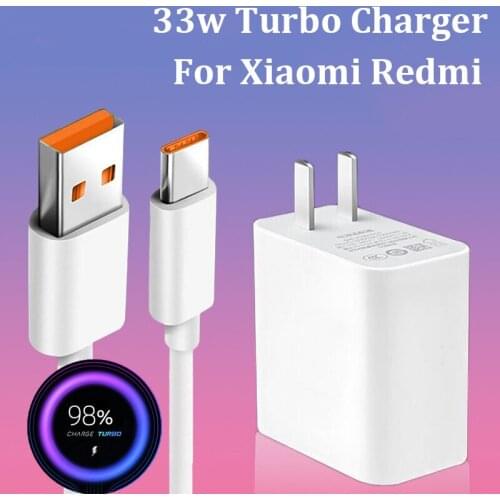 Xiaomi MDY-11-EX Charger 33W Turbo Charge Adapter With Type C Cable For Mi 10 11 Lite 10T Poco F3 F2 Pro Redmi Note 10 9 Pro MAx