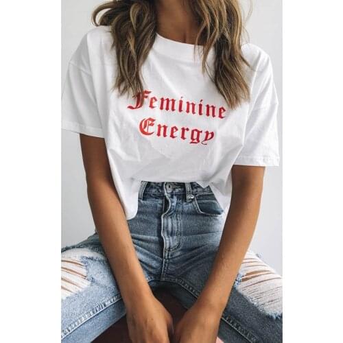 Woman tshirts Feminine Energy Tee White tshirt mountain футболка летняя женская t-shirt mulher dames kleren женские футболки y2k