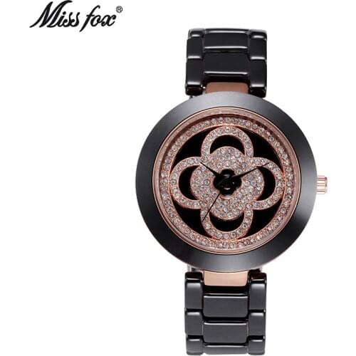 Miss Fox Brand Women White Black Ceramic Quartz Watches Luxury High Quality Watch Fashion Casual Wristwatches Clocks