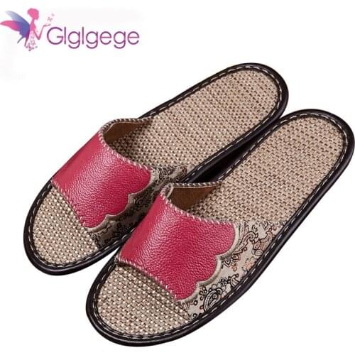 Glglgege 2019 Women Summer Leather Sandals And Slipper Indoor Flip-flops Beach Shoes New Fashion Female Love Casual Slipper