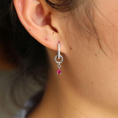 Waterdrop circle hoop earring cute various color cz charm design for women girl fashion Trendy 2018 summer lovely charm hoops