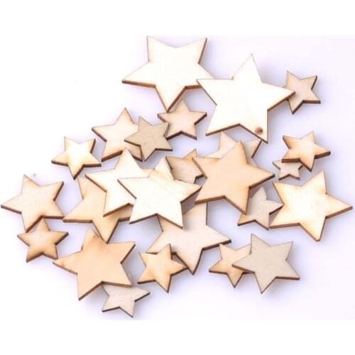 10-30mm Natural Wood Star Scrapbooking Carft DIY Making Home Decoration Accessories 50pcs MT0589