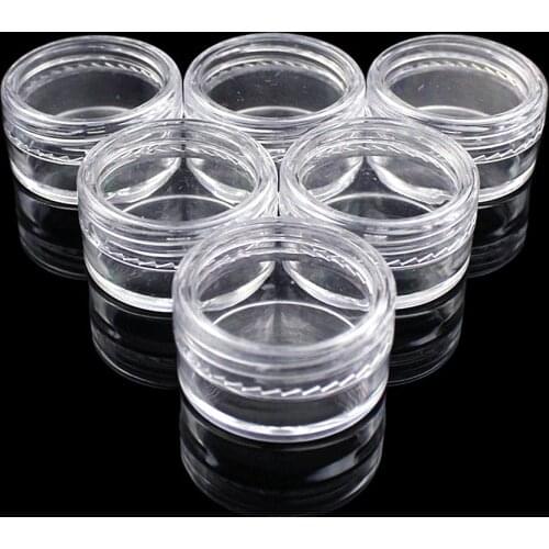 10/20/30/50PCS 2.5ML Clear Plastic Jewelry Bead Storage Box Small Round Container Jars Make Up Organizer Boxes