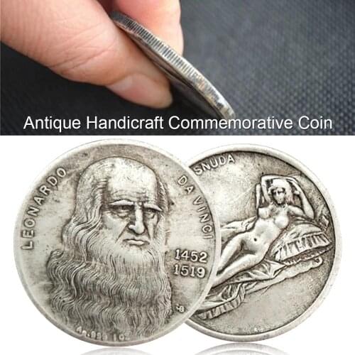 1452-1519 Da Vinci Coin Handicraft Silver Coin Commemorative Collection Maja Desnuda Nude Art Relief Badge Gifts For Friends