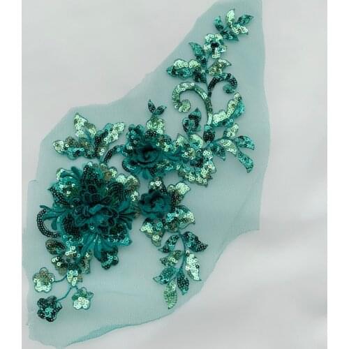 2PCS/Lot 3D Sequins Lace Flowers Patch Wedding Kids Handmade Materials 33.5CM*16CM RS3122