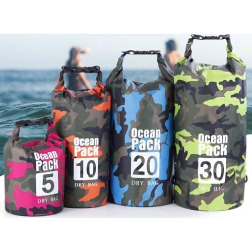 Outdoor Camouflage Polyester Waterproof Bag One Or Double Shoulder Waterproof Bucket Bag Lightweight Drifting Beach Bag X413A