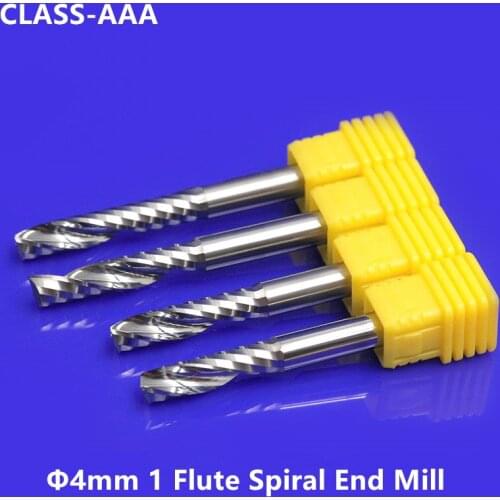 4mm shaft-1PCS,Class-3A 1 Flute Spiral End Mill,CNC milling Cutter,Solid carbide woodworking router bit tool,PVC,MDF,Acrylic