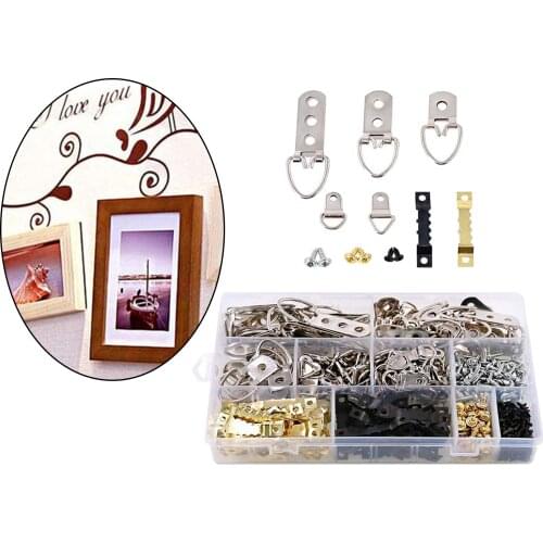 415x Assorted Heavy Duty Picture Frame er ing Photo Wall Oil Painting Mirror Saw Tooth D-ring Hooks with Screws 3 colors