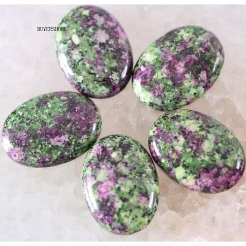 18x25MM&15x20MM CAB Cabochon 5Pcs Oval Natural Stone Bead For Making Necklace Bracelet Earrings Green Red Zoisite K551