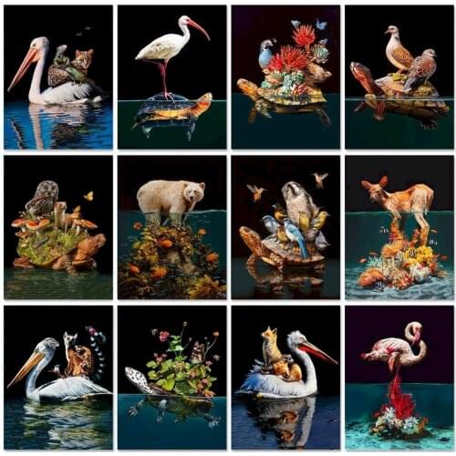 GATYZTORY Diy Framed Painting By Numbers For Adults Animals Diy Drawing By Numbers On Canvas Sea Turtles Wall Art 60x75cm