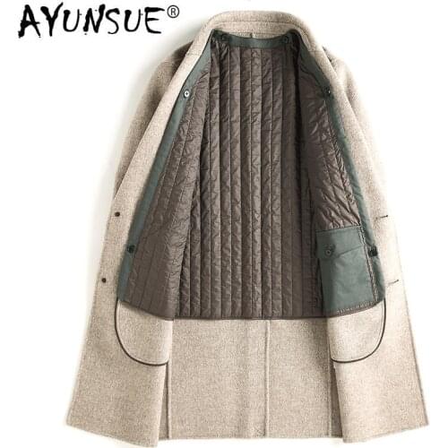 AYUNSUE Autumn Winter Long Jacket 100% Wool Coat Men Clothes 2020 Mens Overcoat Luxury Coats Casaco Masculino 010 KJ4304