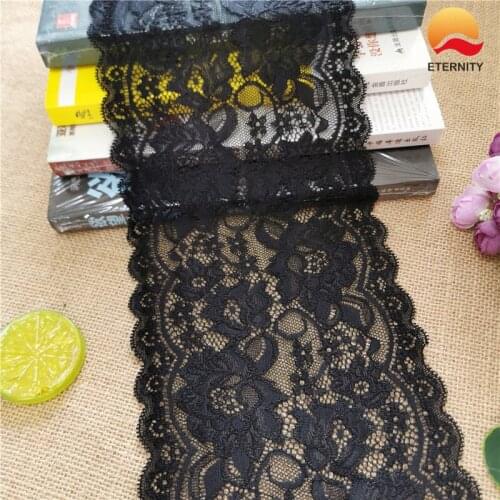 F-2 16CM Lace Elastic Fabric Ribbon For Fabric Wedding Elastic Lace Decoration WhiteE1727 Large Edge