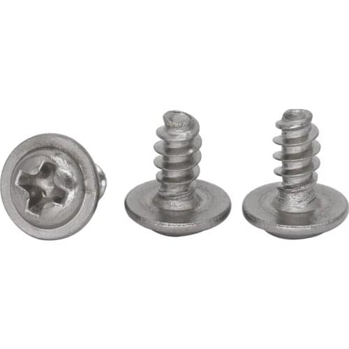 M2 M2*6 M2x6 M2*8 M2x8 M2*10 M2x10 304 Stainless Steel ss Flat Tail Pan Cross Phillips Round Head Self Tapping Screw With Washer