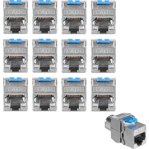 Keystone Module Jacks - 12 Piece CAT-8 Shielded Keystone Jack RJ45 Cat 8 Ethernet Module 40 Gbit with Shielded Housing