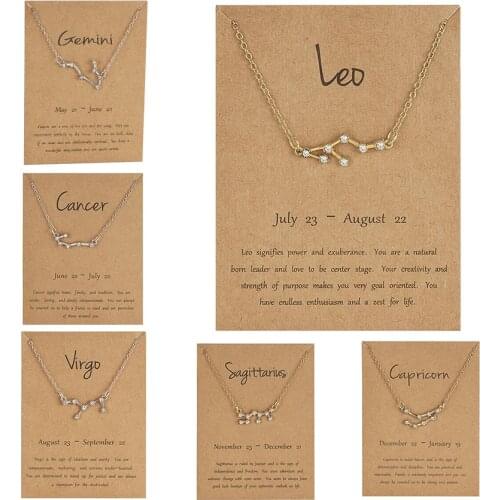 New Constellation Necklace 12 Horoscope Zodiac Jewelry for Women Antique Style Designed Taurus Aries Leo Necklaces Gifts