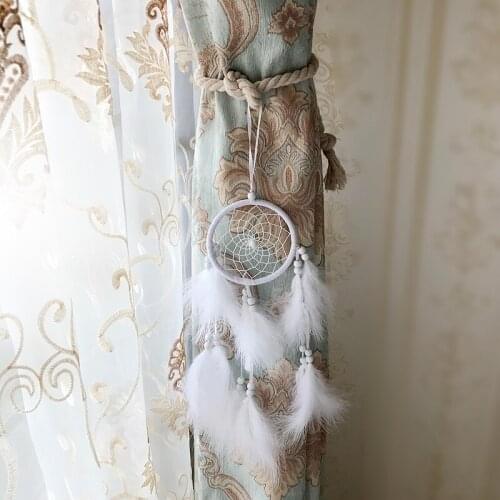 One pair tieback Indian curtain accessories decorative feather Dreamcatcher Hanging ornament buckle bandage strap tie tape M598