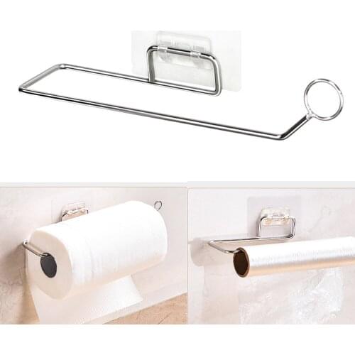 RecabLeght Stainless Steel Toilet Paper Holder Paper Towel Kitchen Roll Holder Wall Mounted Bathroom Cabinet Rag Rack Wc Shelf