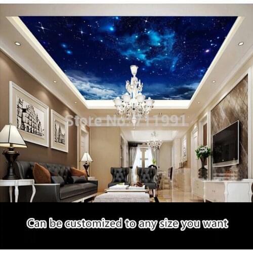 Custom ceiling wallpaper,Nebula in the night sky,3D wallpaper for the living room bedroom ceiling background waterproof PVC