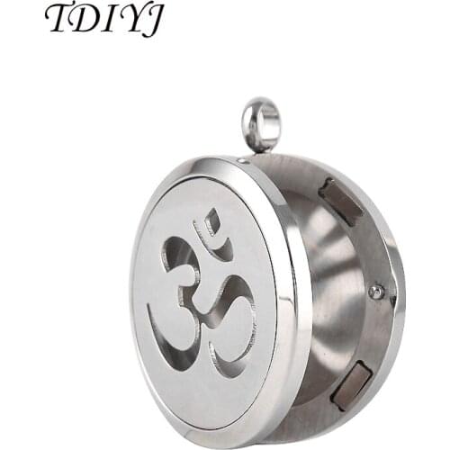 TDIYJ Hot Sale 30MM Stainless Steel Magnetic Essential Oils Aromatherapy Perfume Locket Pendant for Women 10pcs/lot