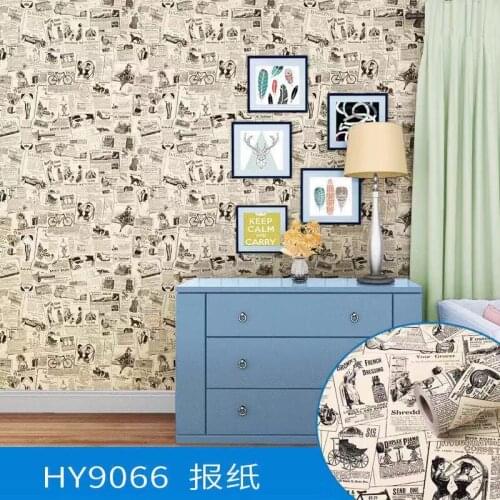 Modern style pvc vinyl self adhesive newspaper mosaic wallpaper designs for interior home bedroom TV background decoration paper