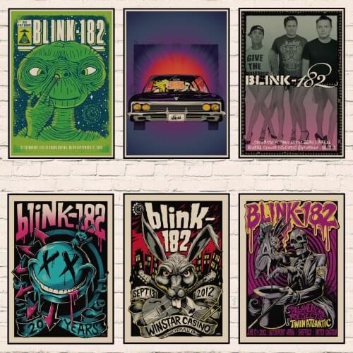 Vintage Poster The Blink 182 Rock Band Kraft Retro Punk Rock Poster European and American Music Team Star Drawing Retro Poster