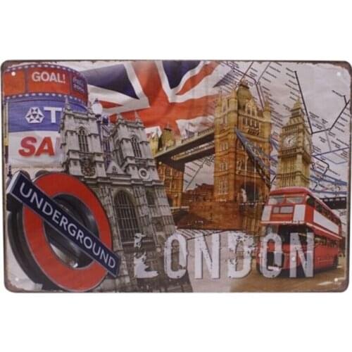 Vintage Tin Sign Wall Decor Retro Metal Bar Poster London Building 20x30CM