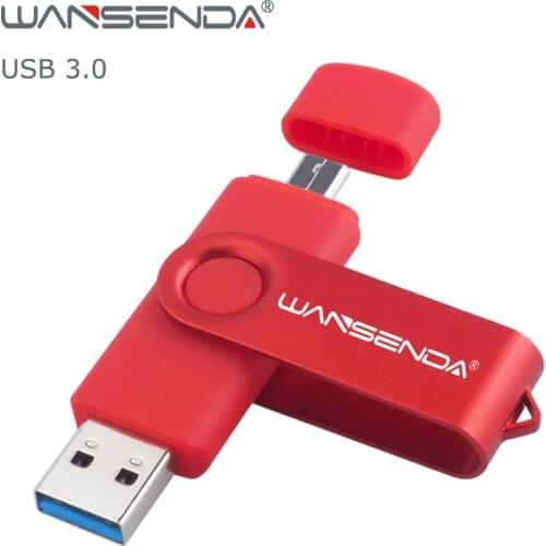 WANSENDA USB 3.0 USB Flash Drive 256GB OTG Pen Drive for Android Mobile/PC 16GB 32GB 64GB 128GB Pendrive Micro USB Memory Stick
