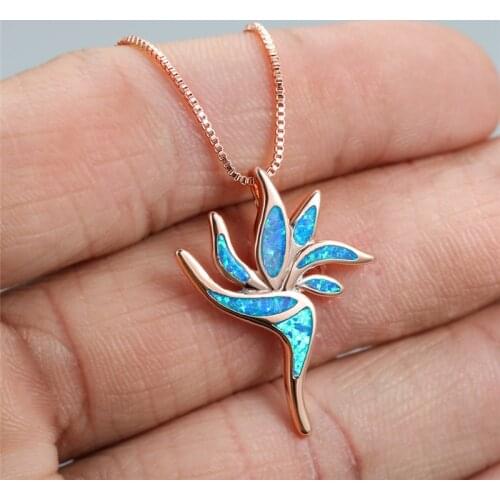 Female Cute Rainbow Opal Pendant Necklace Geometric Torch Flower Necklace Charm Rose Gold Silver Color Chain Necklaces For Women