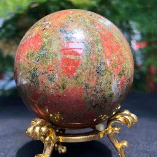 1PC 50-60mm Natural Crystal Ball, Flower Green Stone, Hand Polished, Home Room Table Top Decoration