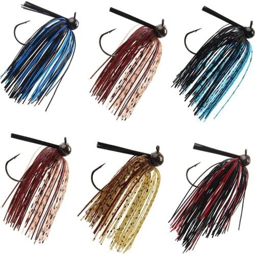12pcs Bass Weedless Football Jig Flipping Jig Silicon Rubber Skirt For Bass Artificial Baits Fishing Lure Kit 1/4oz-3/8oz