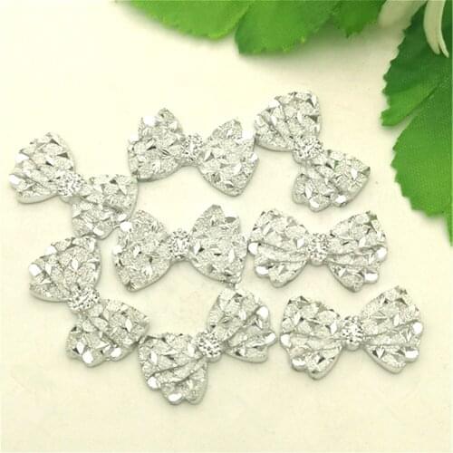 20PCS14mm*22mm White Flatback Bow tie Resin Rhinestone DIY decoratio