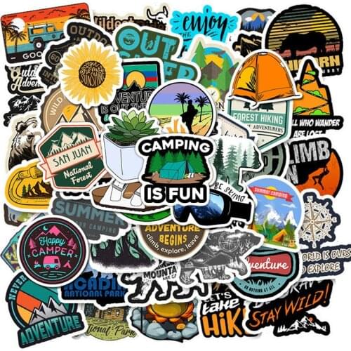 200 PCS Camping Outdoor Sports Themed Graffiti Stickers Waterproof Vinyl Decal for Laptop Helmet Bicycle Luggage Cars
