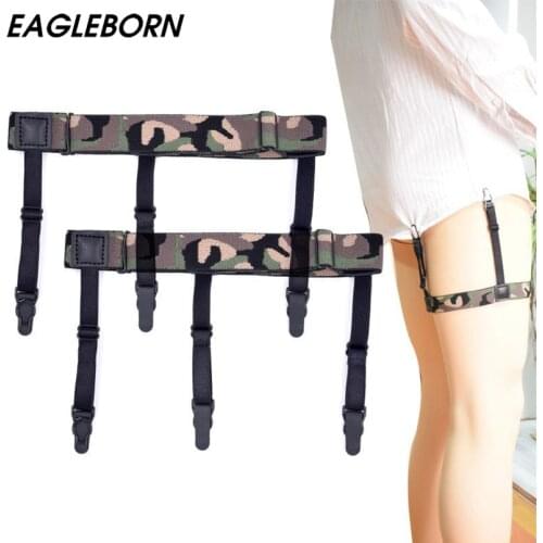 2020 Adjustable Shirt Holder Stays Camouflage Elastic Men Suspenders Gentleman Leg Braces Business Tirantes Uniform Suspender