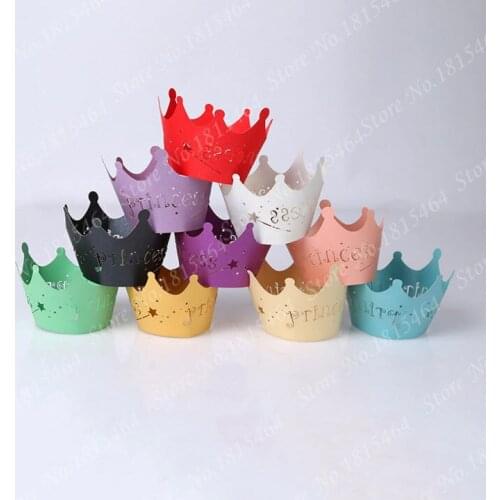60pcs Laser Cut Princess Crows Cupcake Wrappers Baking Cake Birthday Baby Shower Christening Muffin Cake Mold Party Decoration
