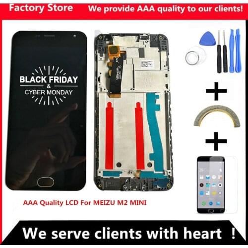 AAA Quality LCD +Frame For MEIZU M2 Mini Lcd Display Screen Replacement For MEIZU M2 MINI Digiziter Aseembly