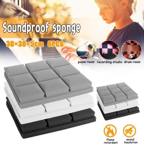 6PCS Acoustic Soundproofing Foam Sound 300x300x50mm Stop Absorption Foam for KTV Audio Room Studio Room Bedroom