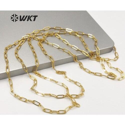BC152 Super HOT brass faceted link chain gold electroplated oval link jewelry necklace chain for DIY design