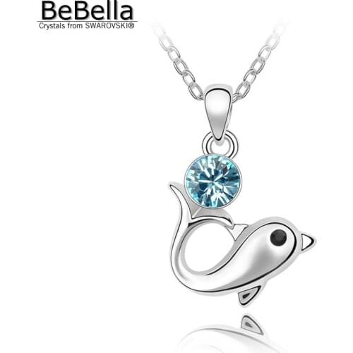 BeBella dolphin pendant necklace with Crystal from Swarovski fashion crystal jewelry for women girl birthday Christams gift