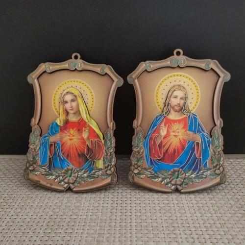 Christian Catholic Relics Wood Icon Jesus Sacred Heart Virgin Mary statues ornaments home decor articulos religiosos catolico