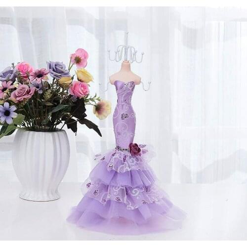Jewelry Holder Fashionable Mannequin Display Stand Earring Stand Tower Rack Fancy Dress Clothes Gown Hollow Model Ring Holder