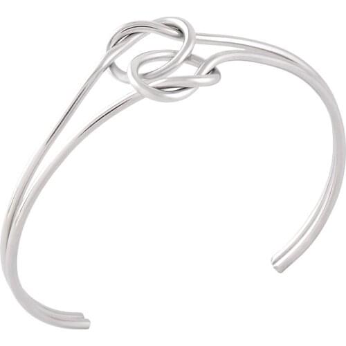 MJB0514 Double Love Knot Bangle Bracelet Adjustable Tie The Knot Cuff Bangle Bridesmaid Gift